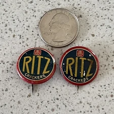 Lot of 2 Ritz Crackers National Biscuit Company 1936 Pinbacks Buttons #47328