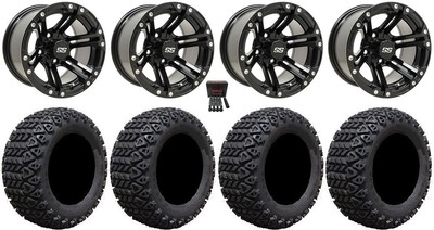 GTW Specter 12'' Golf Cart Wheels Black 23'' X-Trail Tires Yamaha
