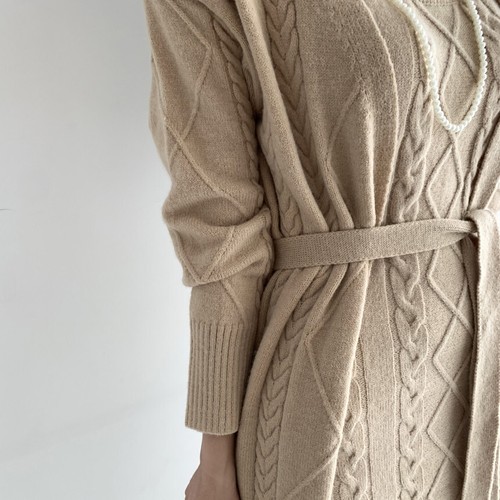 Abito senza maniche donna lavorato a maglia misto cotone con cardigan a maniche lunghe - Foto 15 di 16