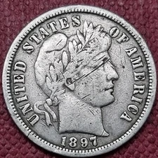 1897 S Barber Dime 10c Better Grade VF + #69396