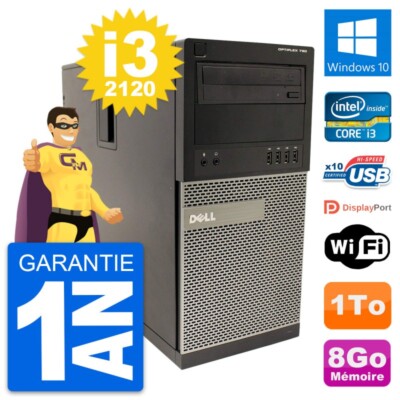 PC tour Dell Optiplex 790 MT Intel i3-2120 RAM 8Go Scheibe 1To Windows 10 Wifi