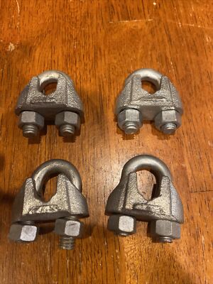 1/2 - 7/16  Galvanized  Cable Wire Rope Clips Clamps - 4 Pack