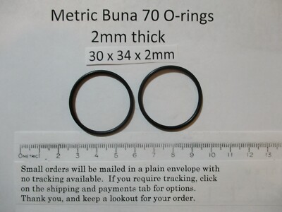 30mm ID x 34mm OD x 2mm thick O-ring.  Buna-70.   Quan 2.