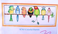Maydear Colorful Parrots K765 Pre-Printed Aida Cross Stitch Kit New Open Pkg