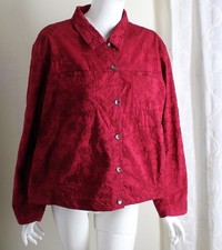 Completely Embroidered WOW Chico's Sz 3 XL DEEP RED Gorgeous Blazer Jacket