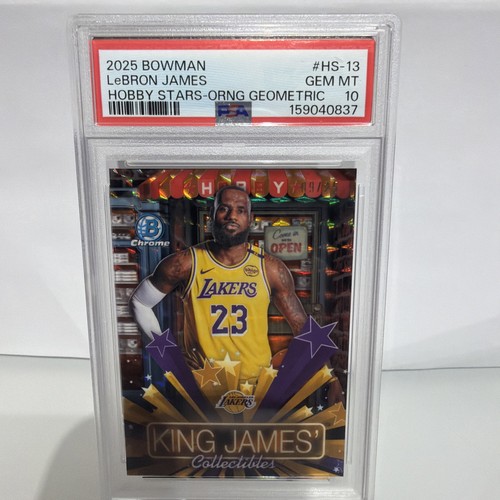 2025-26 Bowman Basketball LeBron James Delight King James Orange Geo /25 PSA 10