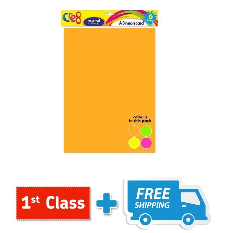 6 Sheets A3 Neon Card Multi Coloured Fluorescent Smooth Poster Thick 200gsm - Image 4