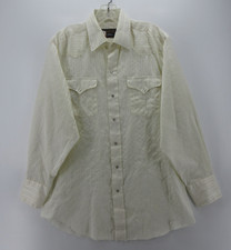 VINTAGE Panhandle Slim Shirt Men 16 White Western Pearl Snap Jacquard Cowboy USA