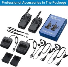 2 PACK Long Range Walkie Talkie 100 Mile Two Way Radio Charge Headset Waterproof