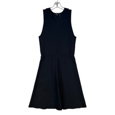 Theory Black Fit & Flare Knit Sleeveless Dress Knee Length Small LBD Minimalist