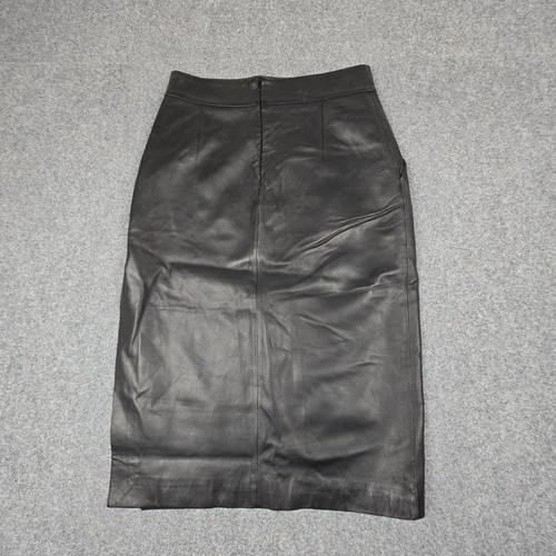 Marlene Birger Skirt Womens 10 Black Pencil leather formal zip casual size 10 AA - Picture 5 of 8