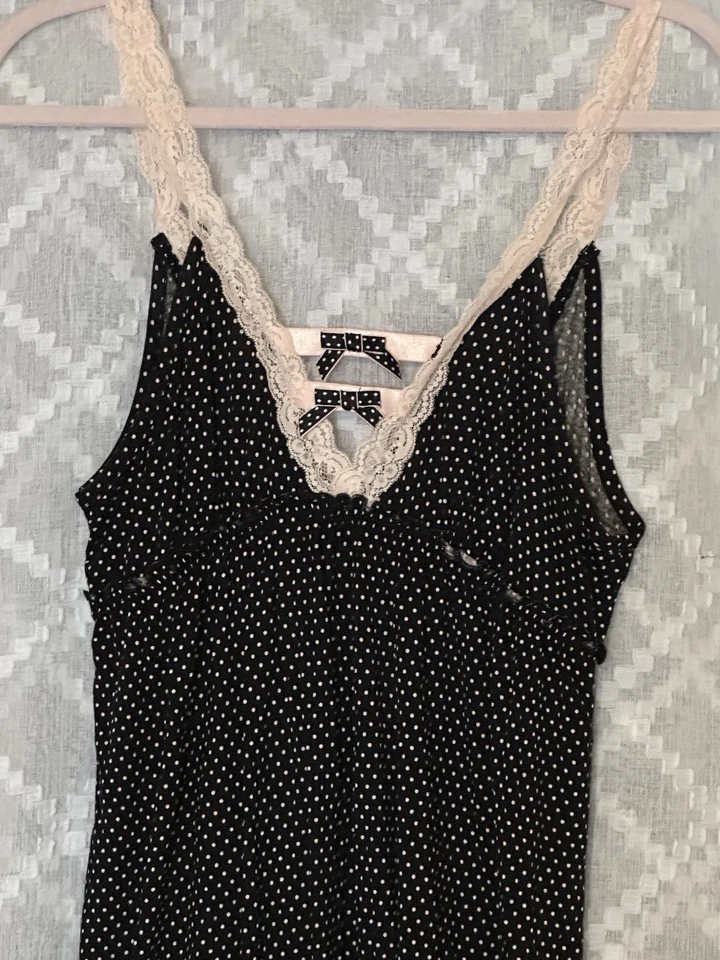 Vestido Babydoll Vintage Betsey Johnson Lunares Sin Mangas Rosa Negro Mediano Coqueta Foto 3 de 4