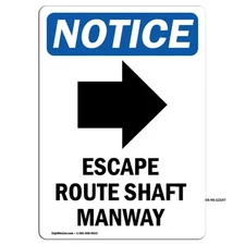 Escape Route Shaft With Symbol OSHA Notice Sign Metal Plastic Decal