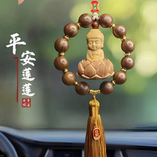 Small Buddha Lotus Car Hanging Ornament Blessing Charm Car Interior Decor