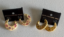 Chic Floral Patterned Hoop Earrings Post Type 2 Pairs