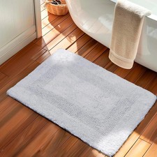 Bathroom Rugs 17"x24", Cotton Reversible Bath Mat for Bathroom Ultra White