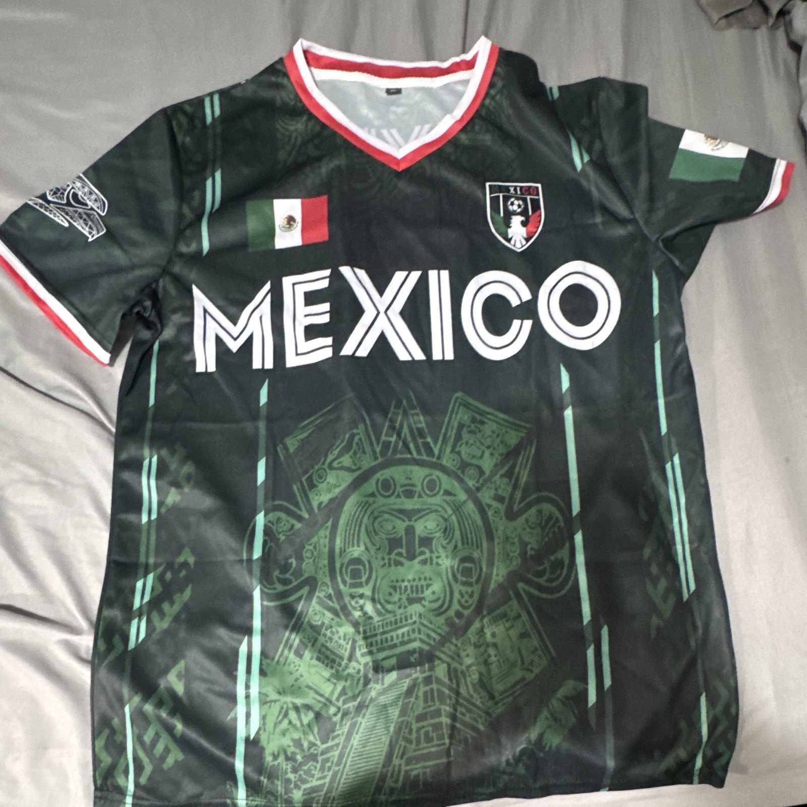 Mexico National Team Soccer Jersey Shirt, Green/Black/White/Red, Size S