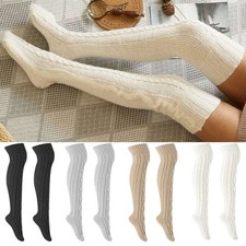 Women Warm Winter Knitted Socks Over Knee Long Thigh High Boot Girl's Stockings