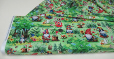 Timeless Treasures quilt-craft fabric HIPPIE GNOMES GARDEN green 2 yds cd-3739 