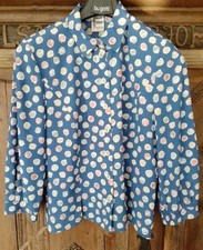 Sommerliche Damenbluse von FRANKENWÄLDER , Gr. 40, blau mit bunten Punkten