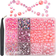 Pink 3Mm-8Mm Flatback Pearls and Rhinestones for Bedazzling Crafting Half Pearls
