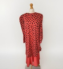 Ladies Vintage 1980’s Patterned Drop Waist Midi Dress Size 18