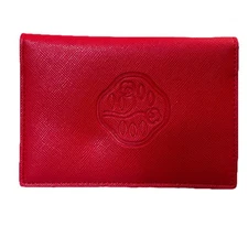 Shiseido Red Faux Leather bifold  Travel Wallet Ginza Tokyo Card ID Passport New