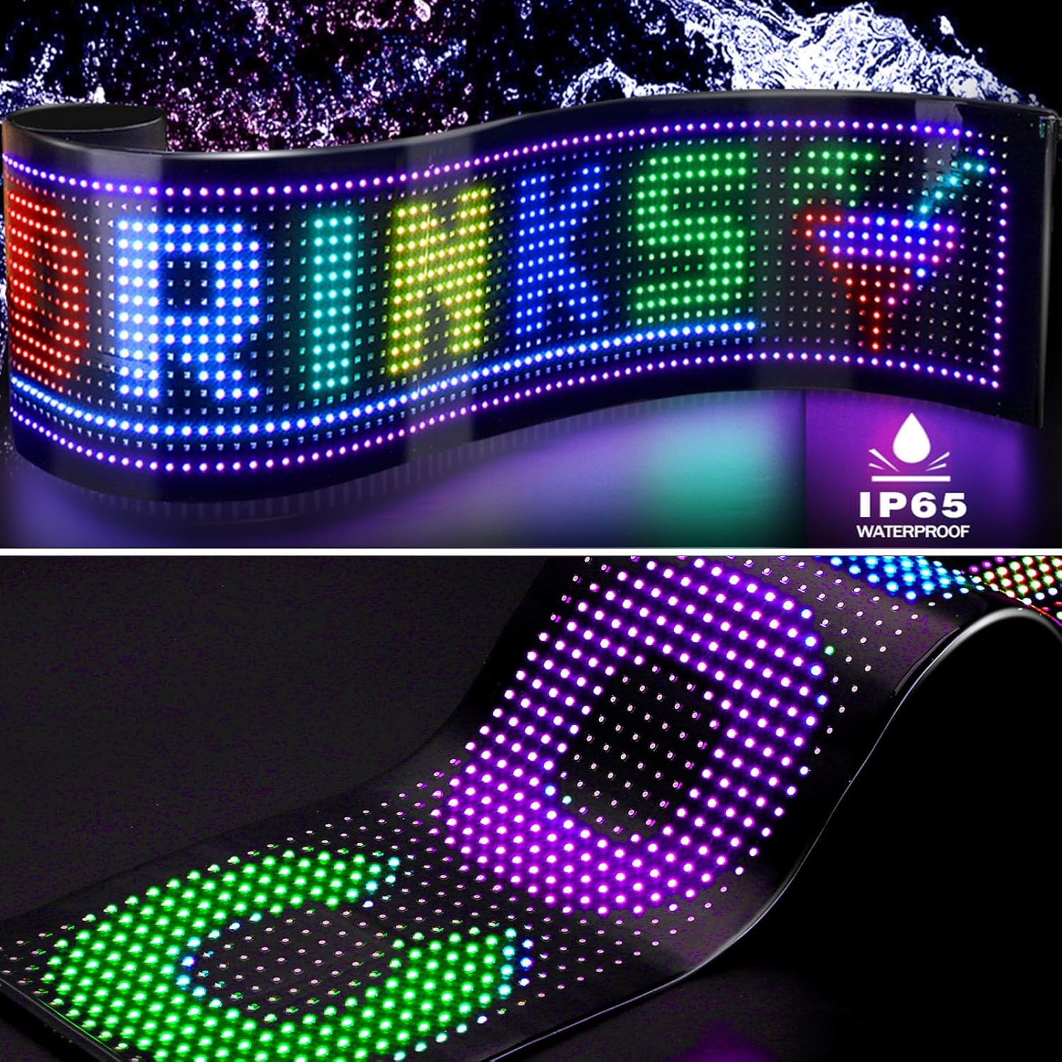 2PCS Devil Eyes Car LED Display 23” App+Remote Control Flexible Window Panel