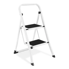 2 Step Ladder, Folding Step Stool with Anti-Slip Pedal