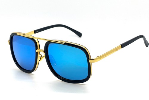 Men Fashion Sunglasses Oversized Square Gold Flat Top Frame Hip Hop Fancy Black - Afbeelding 47 van 76