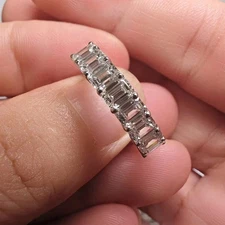 4.10 TCW Lab Created Diamond Half Eternity Engagement Ring 14K White Gold Plated