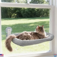 Cordless Cat Window Perch, Large Foldable Cat Hammock for Wall with 4 Strong