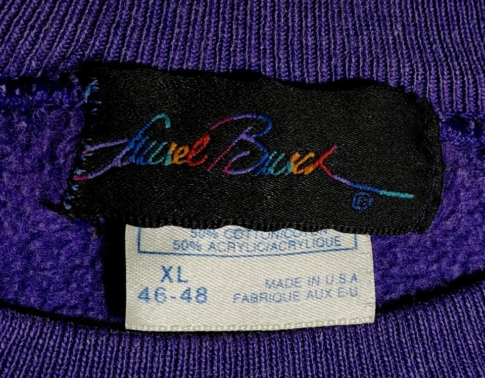 Sudadera Raglán Cuello Redondo Laurel Burch Angelicat Años 90 De Colección Talla XL Arte Púrpura Foto 3 de 4