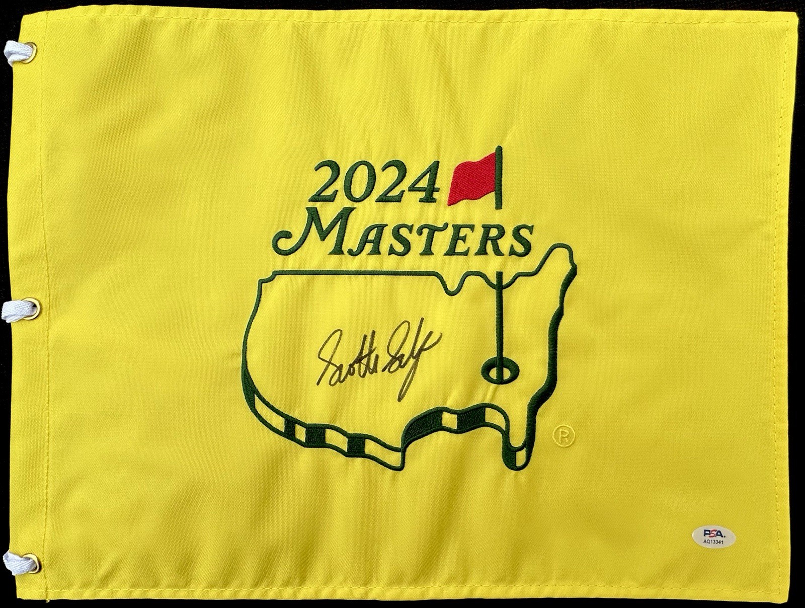 Scottie Scheffler Autographed Signed 2024 MASTERS GOLF FLAG AUTO PSA/DNA RARE 