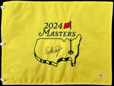 SCOTTIE SCHEFFLER SIGNED 2024 MASTERS GOLF FLAG AUTO PSA/DNA RARE