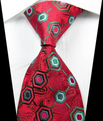 New Pattern Red Green Blue Jacquard Woven 100% Silk Fashion Men's Tie Necktie