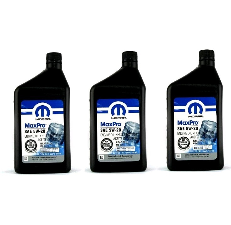 3x MOPAR 5W20 ENGINE OIL 0.946L x2 FOR JEEP CHRYSLER DODGE