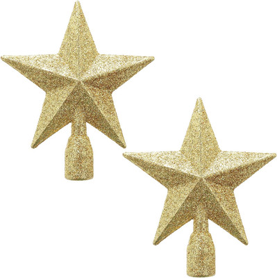 2er-Pack Weihnachtsbaumspitze Glitzernder Mini-Stern 4 Inch Dekorative Feiertage