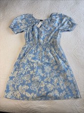 🔥 Ann Taylor Off the Shoulder Midi Dress size M floral light blue
