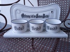 Emaille Wandregal, Soda, Seife, Sand, Antik, wei&szlig;