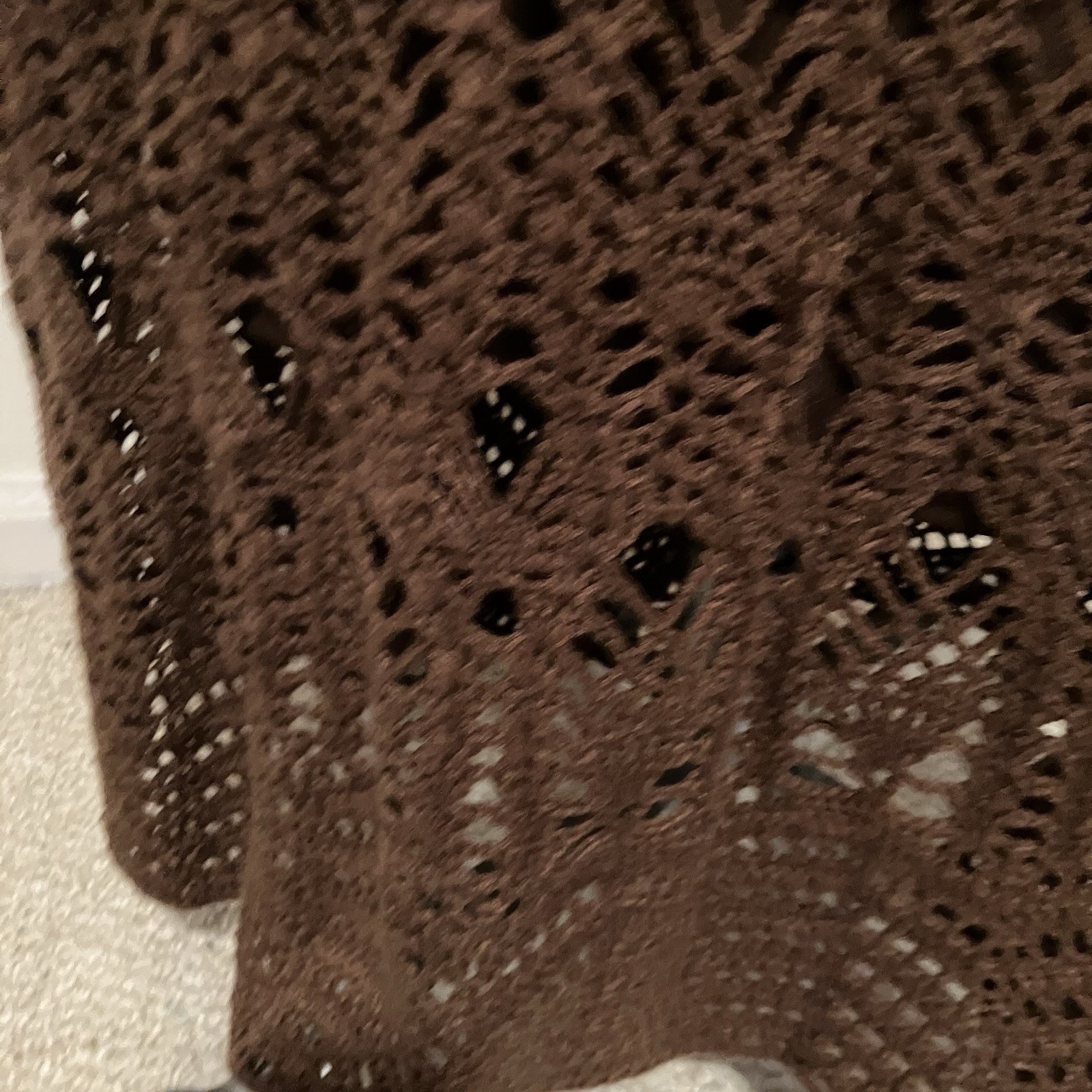 VTG Womens Brown Crochet Lined Maxi Skirt Pull-on Sz.XL Boho Festival Straight image 4