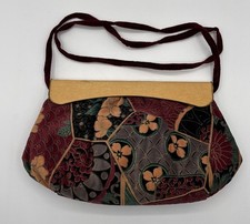 VTG BOHO Velvet Patchwork Tapestry Purse w/Strap  Metal Over-clasp Multicolored
