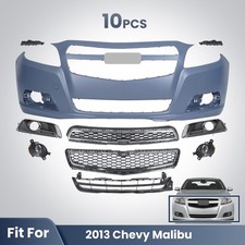Front Bumper Cover Assembly Grille Kit Grill w/ Fog Light For 2013 Chevy Malibu