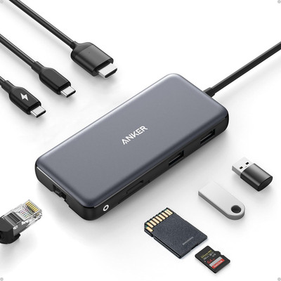 USB C Hub with Ethernet, 8-In-1 Multiport Ethernet Adapter with 4K 60Hz HDMI Por
