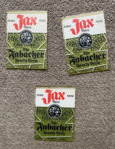 3 Vintage JAX Fabacher  Beer Panels For Light Up BAR WALL Sign Original BREWERY