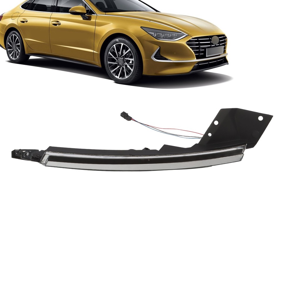Luz Diurna LED Derecha Para Hyundai Sonata 2020-2022 - Referencia Original 92280L1000, Color Negro, Cristal Claro