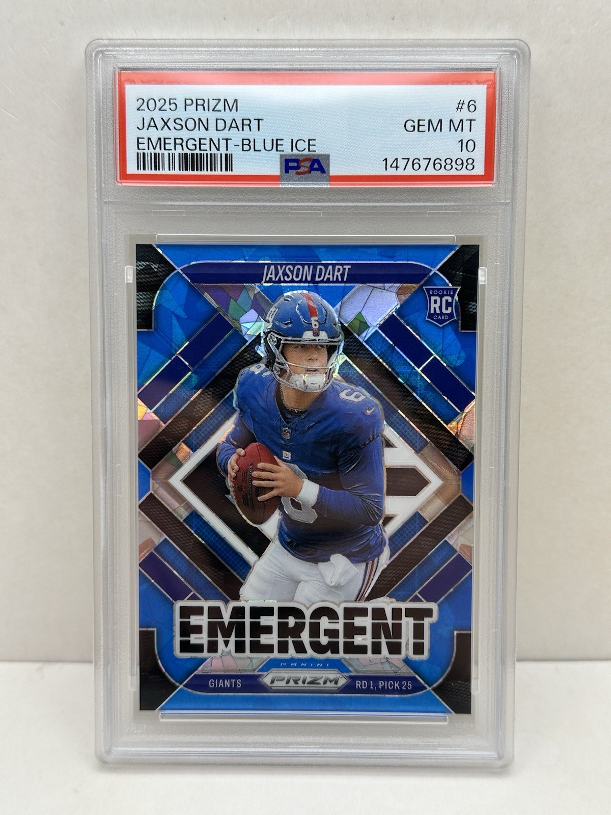 Jaxson Dart Panini Prizm Emergent #6 Blue Ice