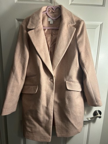 Topshop Pink Herringbone Wool Blend Single Breasted Coat Size US 8 UK 12