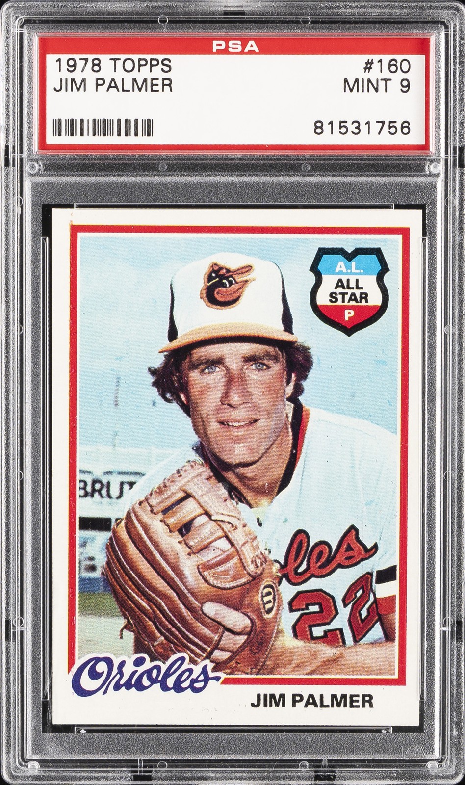 1978 TOPPS #160 JIM PALMER PSA 9