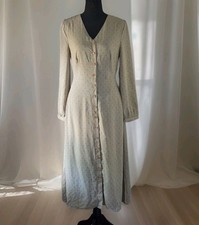 mo:vint New York Long Sleeve Midi Dress Button Front Closure V-neck Size Small